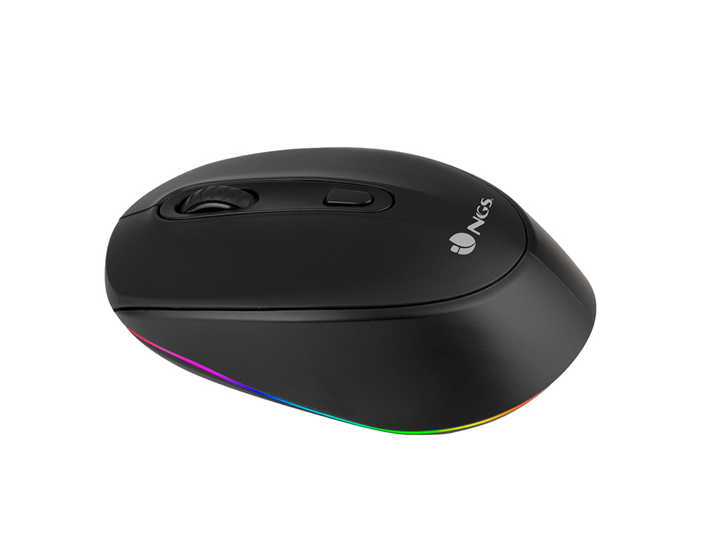 RATO NGS SMOG OTICO 1000/1600/2400 DPI SEM FIOS 3 BOTOES RECETOR USB 2,4 GHZ 15 MODOS LUZES LED COR PRETO