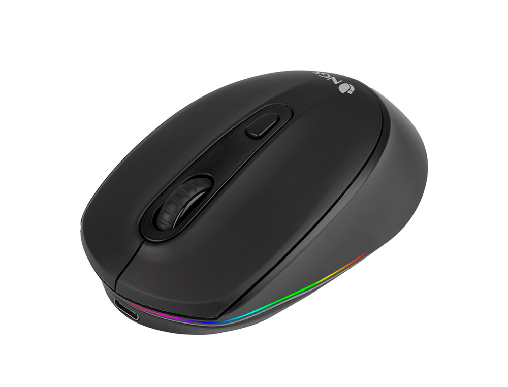 RATO NGS SMOG OTICO 1000/1600/2400 DPI SEM FIOS 3 BOTOES RECETOR USB 2,4 GHZ 15 MODOS LUZES LED COR PRETO
