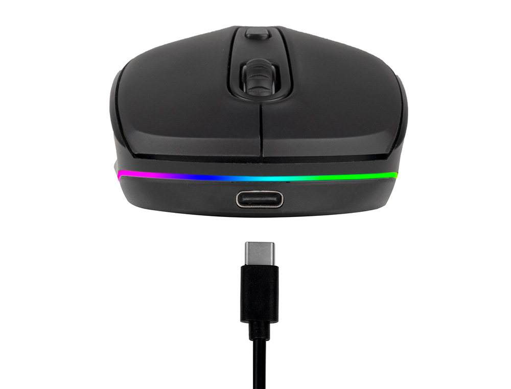 RATO NGS SMOG OTICO 1000/1600/2400 DPI SEM FIOS 3 BOTOES RECETOR USB 2,4 GHZ 15 MODOS LUZES LED COR PRETO