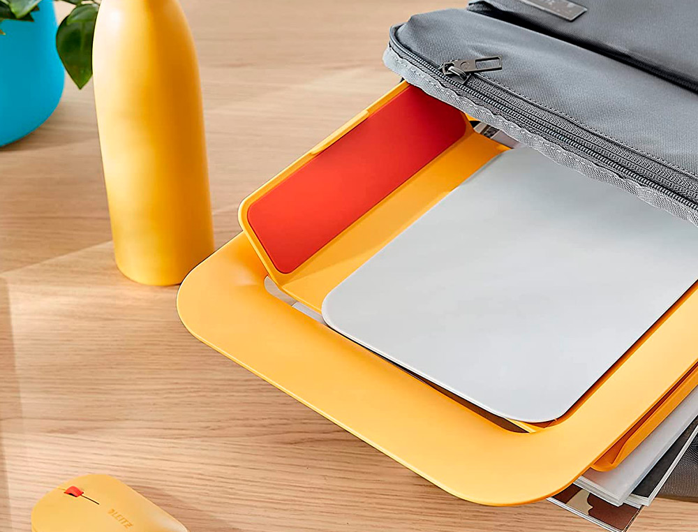 SUPORTE PARA PORTATIL LEITZ ERGO COSY AJUSTAVEL 4 ALTURAS COR AMARELO 310X50X247 MM