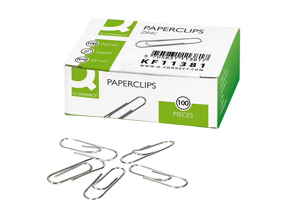 CLIPS ZINCO Q-CONNECT N 4 LABIADOS 50 MM CAIXA DE 100 UNIDADES