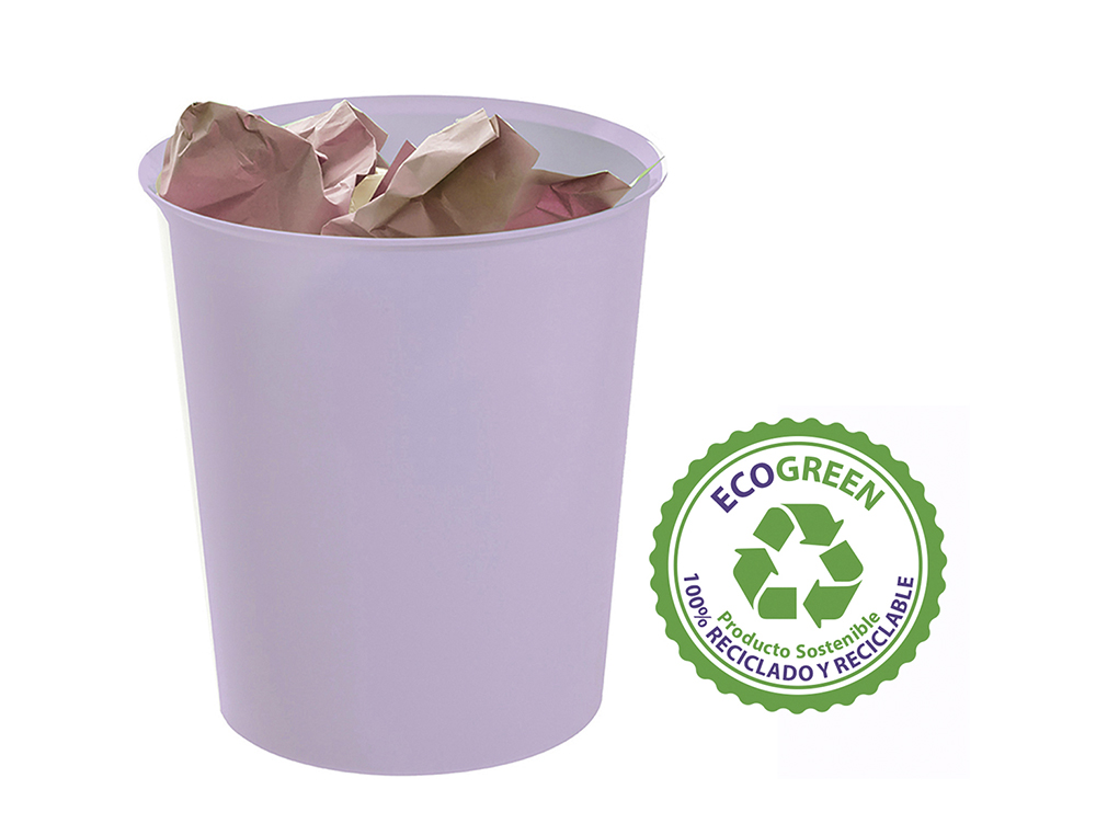 CESTO DE PAPEIS ARCHIVO 2000 ECOGREEN PLASTICO 100% RECICLAVEL 18 LITROS COR MALVA PASTEL