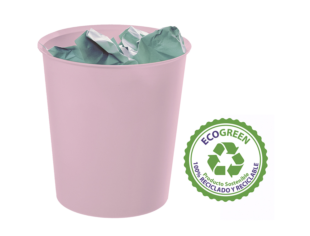 CESTO DE PAPEIS ARCHIVO 2000 ECOGREEN PLASTICO 100% RECICLAVEL 18 LITROS COR ROSA PASTEL