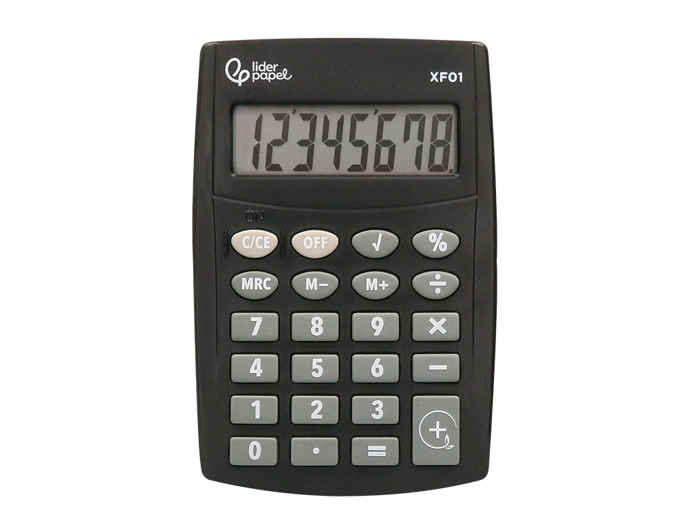 CALCULADORA LIDERPAPEL DE BOLSO XF01 8 DIGITOS PILHAS COR PRETO 99X64X9 MM