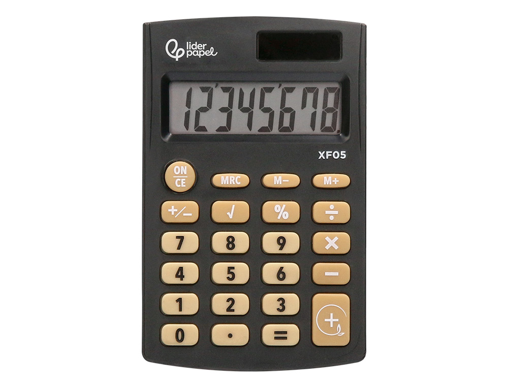 CALCULADORA LIDERPAPEL DE BOLSO XF05 8 DIGITOS SOLAR E PILHAS COR PRETO 98X62X8 MM