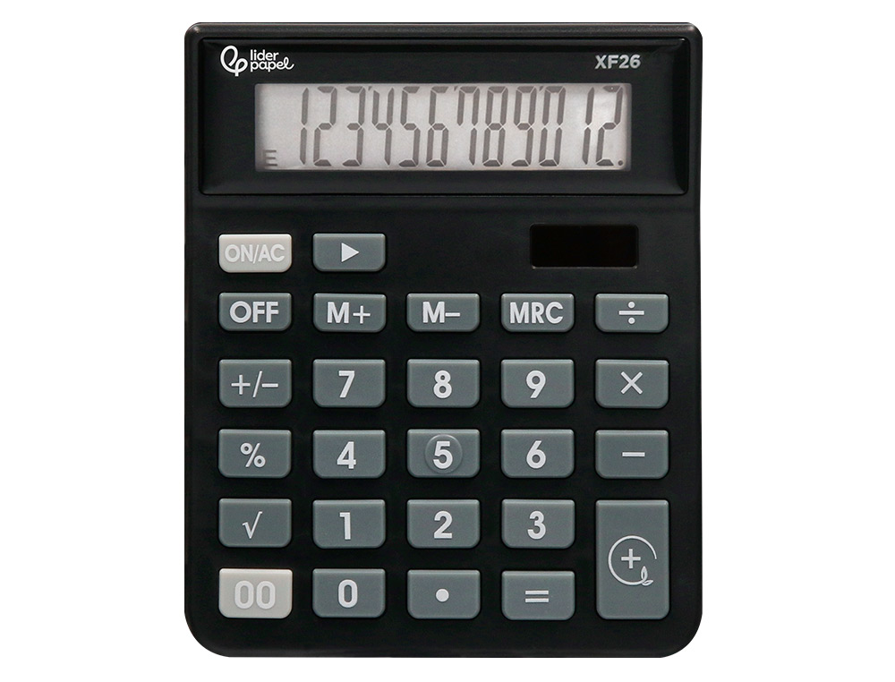 CALCULADORA LIDERPAPEL DE SECRETARIA XF26 12 DIGITOS SOLAR E PILHAS 127X105X24 MM COR PRETO