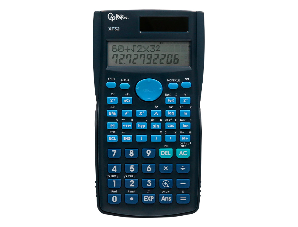 CALCULADORA LIDERPAPEL CIENTIFICA XF32 12 DIGITOS 240 FUNCOES COM TAMPA SOLAR E PILHAS COR AZUL 156X85X20 MM