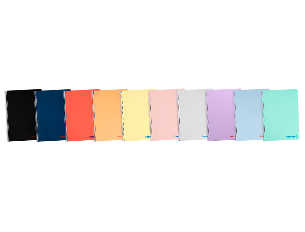 CADERNO ESPIRAL LIDERPAPEL WONDER DIN A5 CAPA PLASTICO 80 F 90 GR QUADRICULA 5MM COM MARGEM CORES SORTIDAS