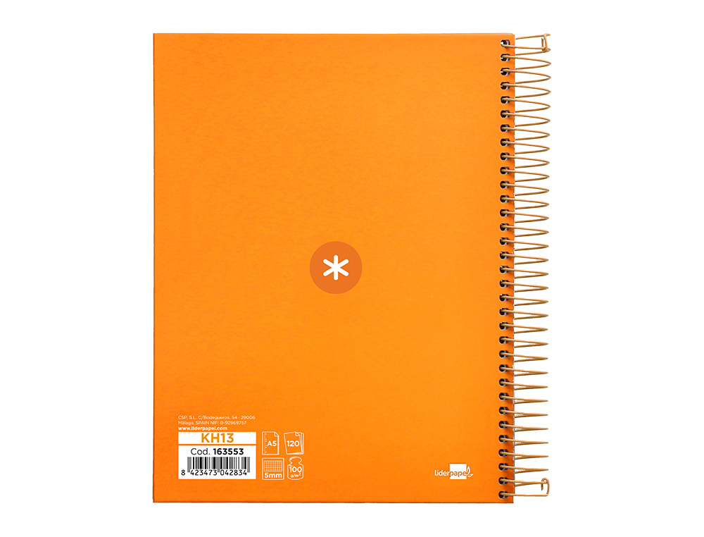 CADERNO ESPIRAL DIN A5 ANTARTIK CAPA FORRADA 120 F 100 GR QUADRICULA 5 MM 5 BANDAS COR MOSTARDA