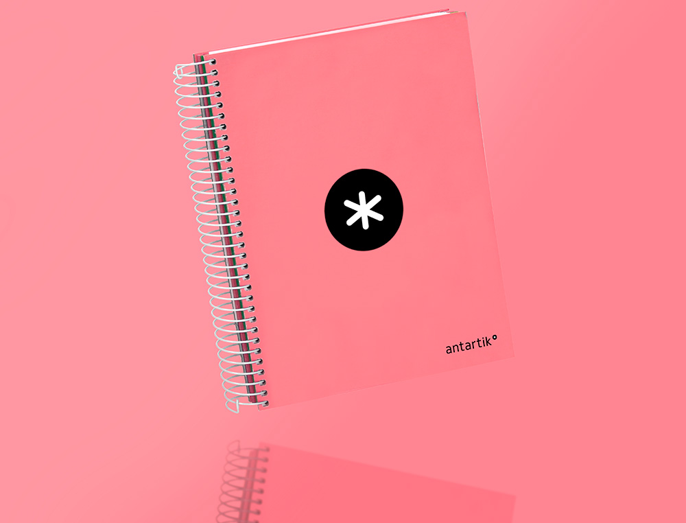 CADERNO ESPIRAL DIN A5 ANTARTIK CAPA FORRADA 120 F 100 GR LISO 5 MM 5 BANDAS COR CORAL