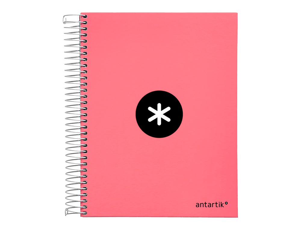 CADERNO ESPIRAL DIN A5 ANTARTIK CAPA FORRADA 120 F 100 GR LISO 5 MM 5 BANDAS COR CORAL