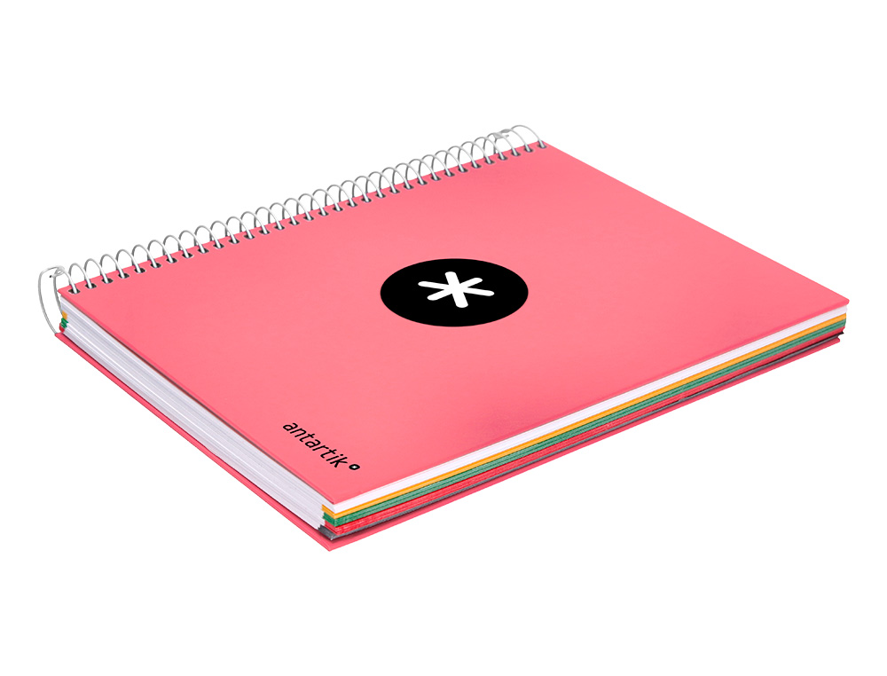 CADERNO ESPIRAL DIN A5 ANTARTIK CAPA FORRADA 120 F 100 GR LISO 5 MM 5 BANDAS COR CORAL