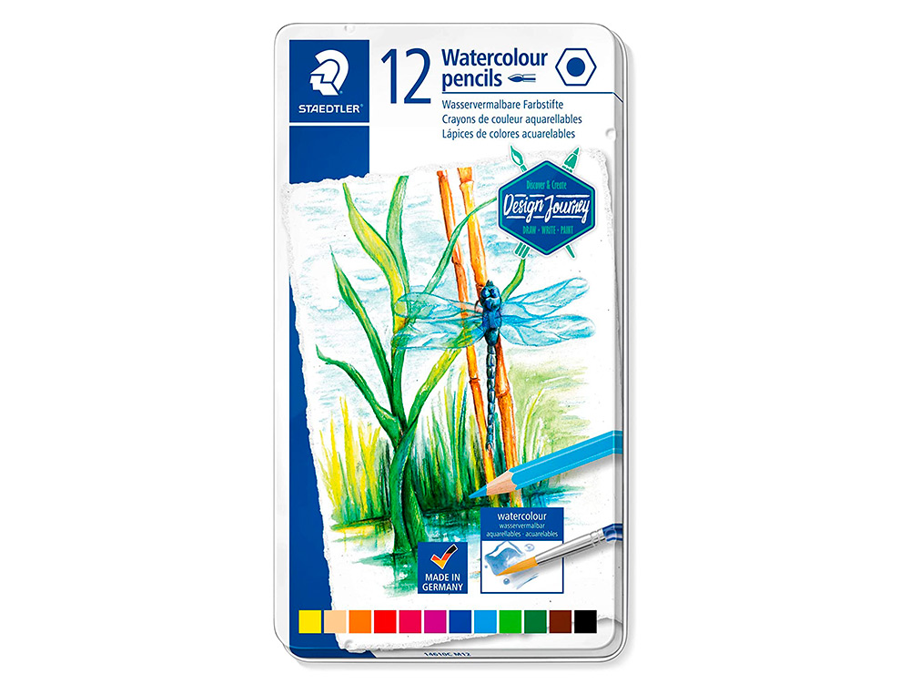 LAPIS DE COR STAEDTLER AGUARELAVEIS CAIXA METALICA DE 12 CORES SORTIDAS