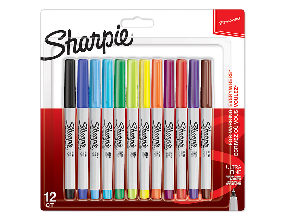 MARCADOR SHARPIE PERMANENTE ULTRA FINO PONTA 0,5 MM BLISTER 12 UNIDADES CORES SORTIDAS