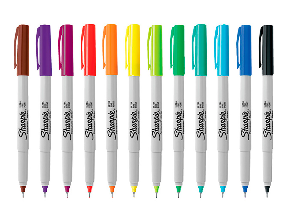 MARCADOR SHARPIE PERMANENTE ULTRA FINO PONTA 0,5 MM BLISTER 12 UNIDADES CORES SORTIDAS