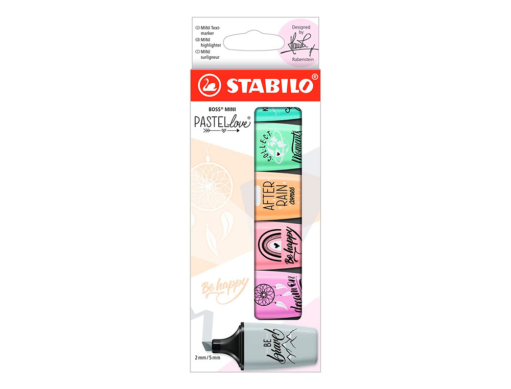 MARCADOR FLUORESCENTE STABILO BOSS MINI PASTEL LOVE ESTOJO DE 6 UNIDADES CORES SORTIDAS