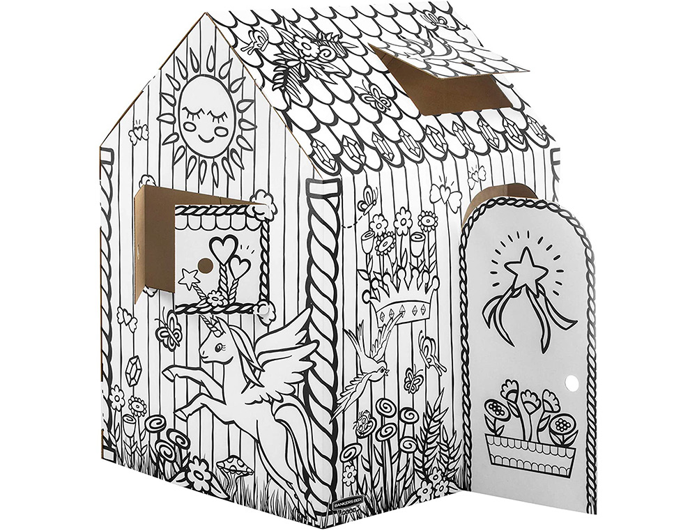 CASA DE BRINCAR BANKERS BOX PLAYHOUSE PARA PINTAR UNICORNIO FABRICADA EM CARTAO RECICLADO 1210X960X810 MM
