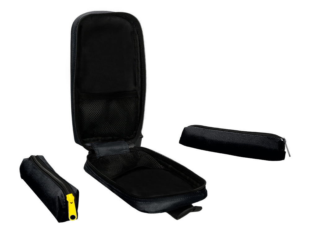 ESTOJO ESCOLAR ANTARTIK FORMA DE MOCHILA COM BOLSO E 4 DEPARTAMENTOS COR PRETO 230X50X120 MM