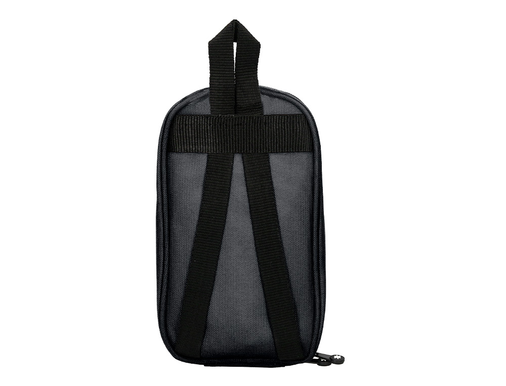 ESTOJO ESCOLAR ANTARTIK FORMA DE MOCHILA COM BOLSO E 4 DEPARTAMENTOS COR PRETO 230X50X120 MM