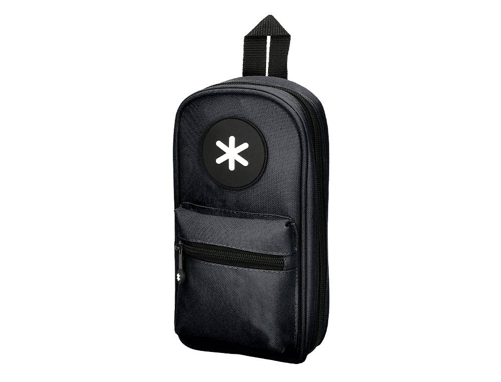 ESTOJO ESCOLAR ANTARTIK FORMA DE MOCHILA COM BOLSO E 4 DEPARTAMENTOS COR PRETO 230X50X120 MM