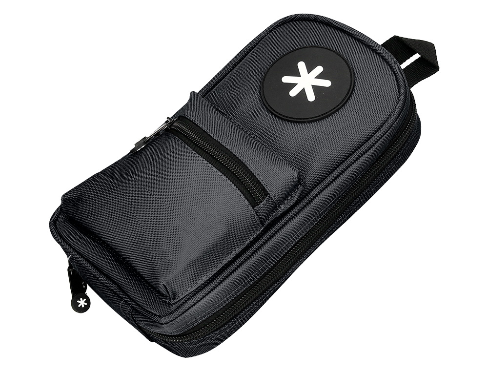 ESTOJO ESCOLAR ANTARTIK FORMA DE MOCHILA COM BOLSO E 4 DEPARTAMENTOS COR PRETO 230X50X120 MM