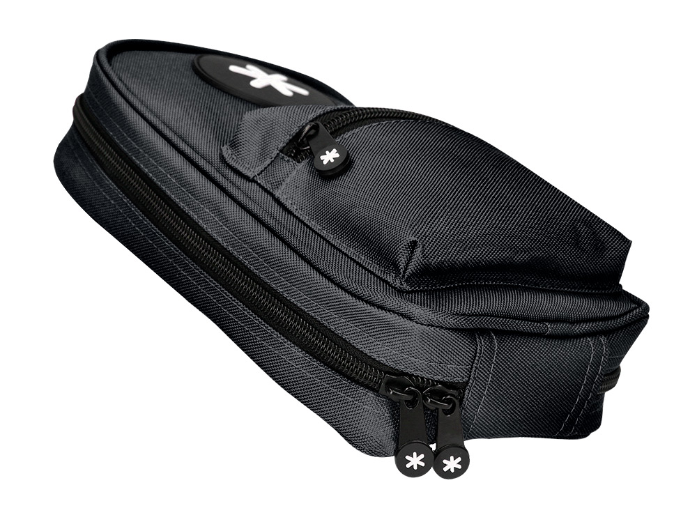 ESTOJO ESCOLAR ANTARTIK FORMA DE MOCHILA COM BOLSO E 4 DEPARTAMENTOS COR PRETO 230X50X120 MM