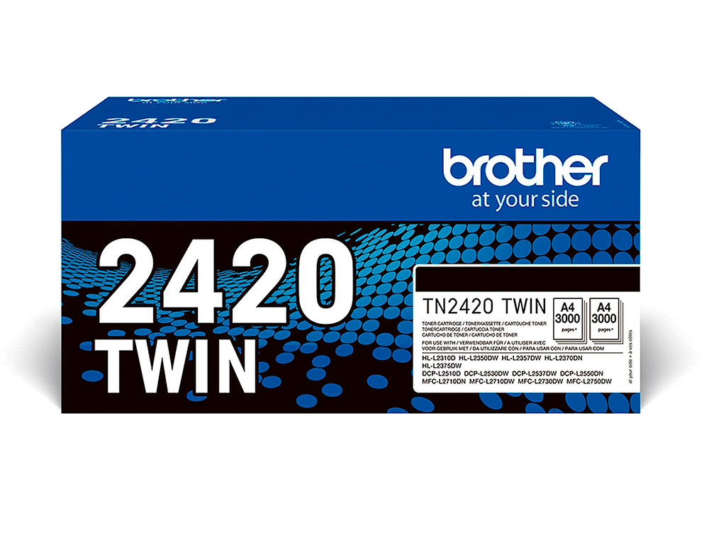 TONER BROTHER TN-2420TWIN PARA DCP-L2510/ 2530 / 2550 / HL-L2375 ALTA CAPACIDADE PRETO 3000 PAGINAS PACK 2 UNIDADES