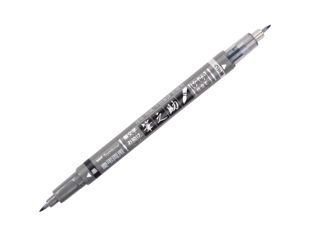MARCADOR TOMBOW FUDENOSUKE TINTA BASE DE AGUA DUPLA PONTA SUAVE COR CINZA/PRETO
