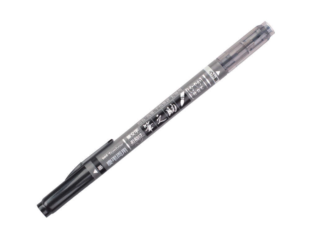 MARCADOR TOMBOW FUDENOSUKE TINTA BASE DE AGUA DUPLA PONTA SUAVE COR CINZA/PRETO