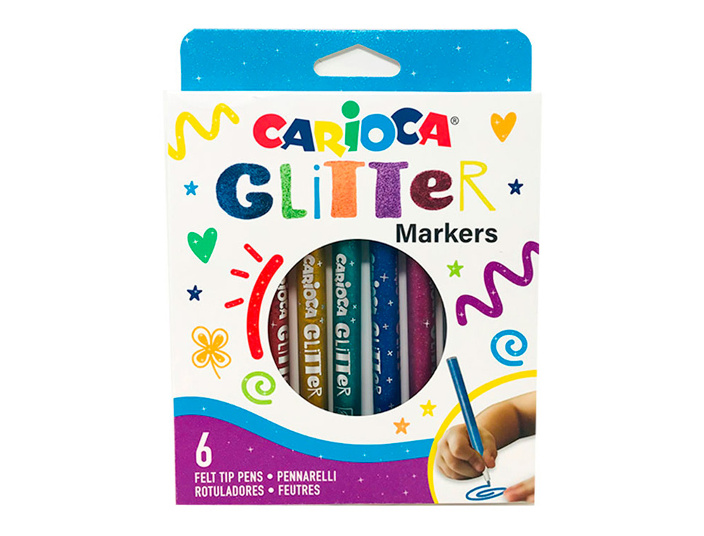 MARCADOR CARIOCA GLITTER PURPURINA PONTA 1 MM CAIXA DE 6 UNIDADES CORES SORTIDAS