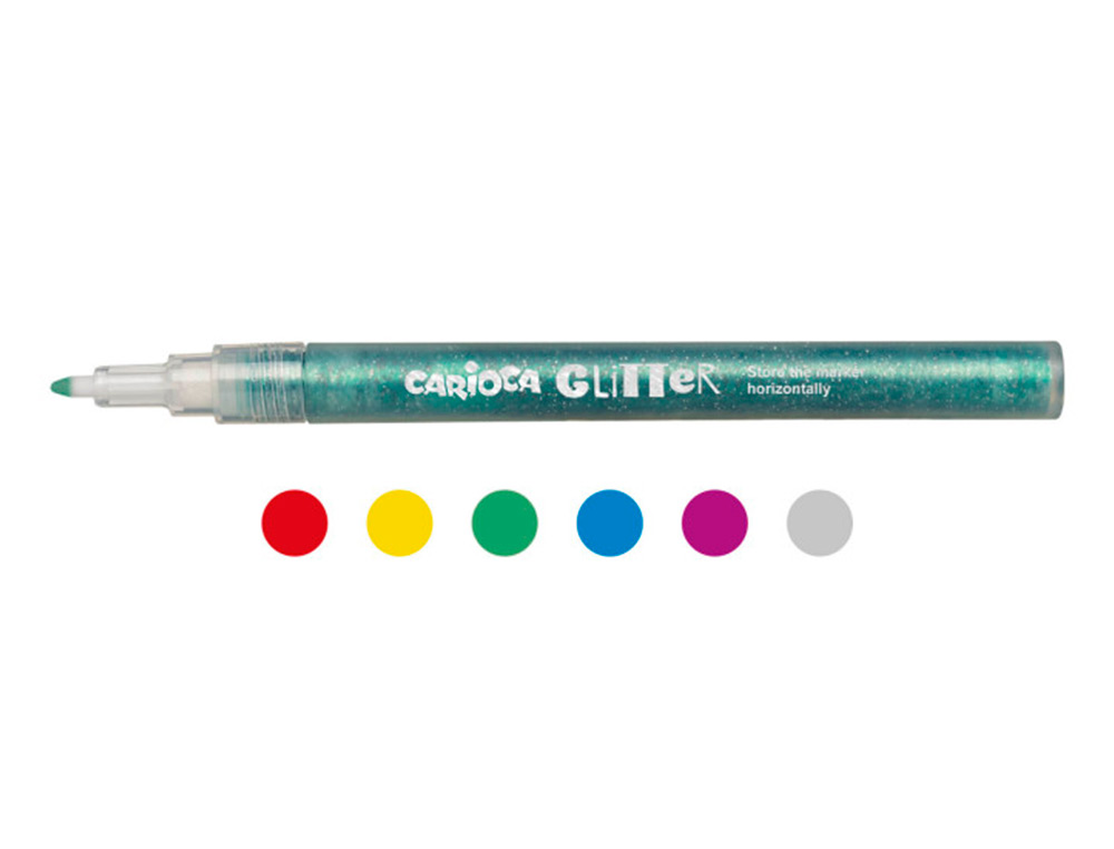 MARCADOR CARIOCA GLITTER PURPURINA PONTA 1 MM CAIXA DE 6 UNIDADES CORES SORTIDAS