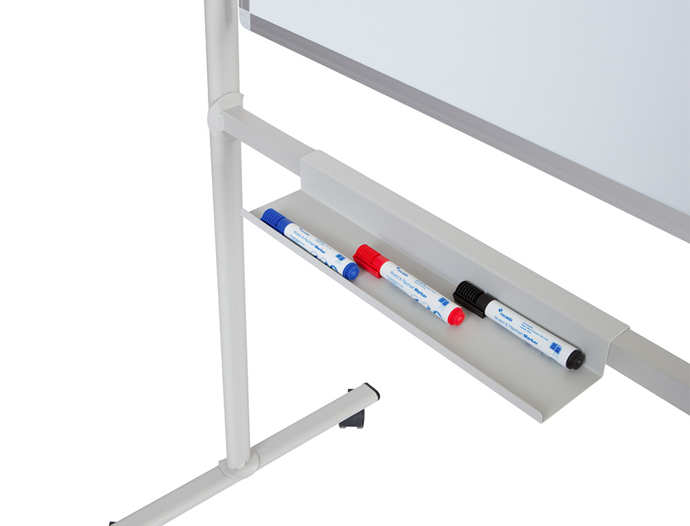 QUADRO BRANCO ROCADA GIRATORIO DUPLA FACE ACO LACADO MAGNETICO COM BANDEJAS ACESSORIOS 150X120 CM
