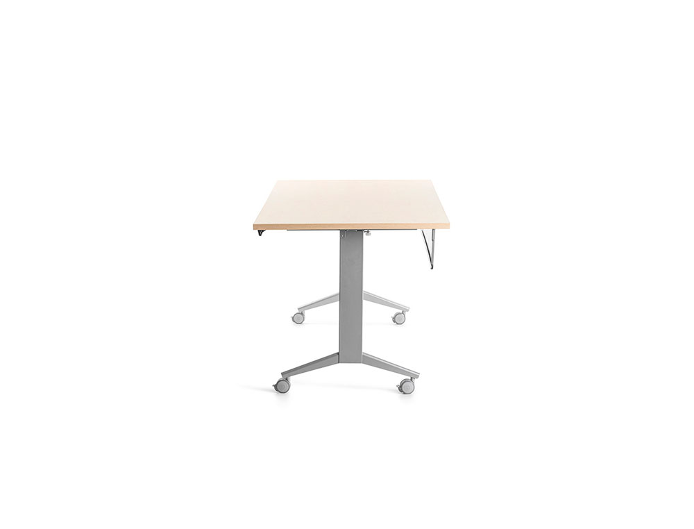 MESA DE ESCRITORIO ROCADA 120X60CM COM TABULEIRO REBATIVEL 90 ACABAMENTO FD01 ALUMINIO/FAIA