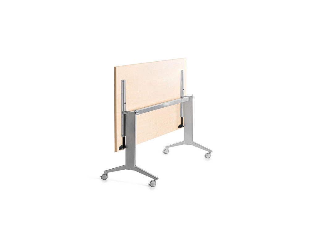 MESA DE ESCRITORIO ROCADA 120X60CM COM TABULEIRO REBATIVEL 90 ACABAMENTO FD01 ALUMINIO/FAIA