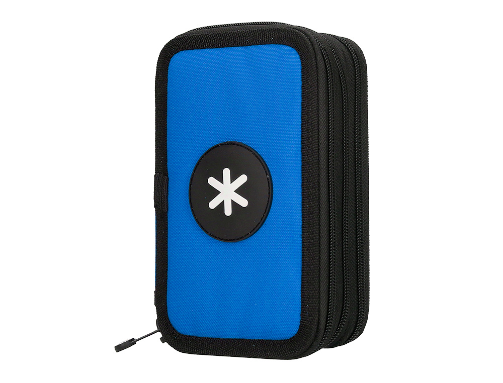 ESTOJO ESCOLAR ANTARTIK TRIPLO COR AZUL 36 PECAS 200X125X65 MM