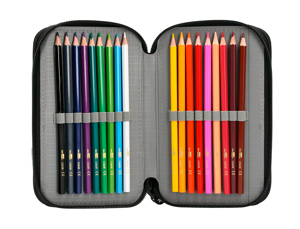 ESTOJO ESCOLAR ANTARTIK TRIPLO COR CORAL 36 PECAS 200X125X65 MM