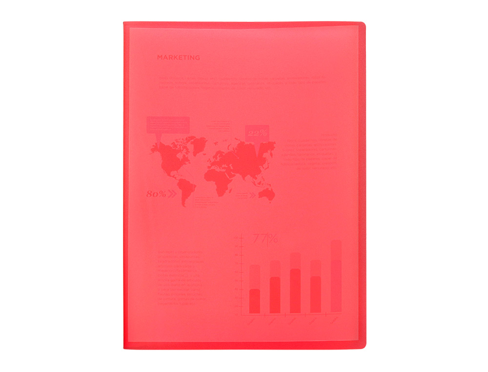 CAPA CATALOGO LIDERPAPEL 40 BOLSAS POLIPROPILENO DIN A3 VERMELHO TRANSLUCIDO