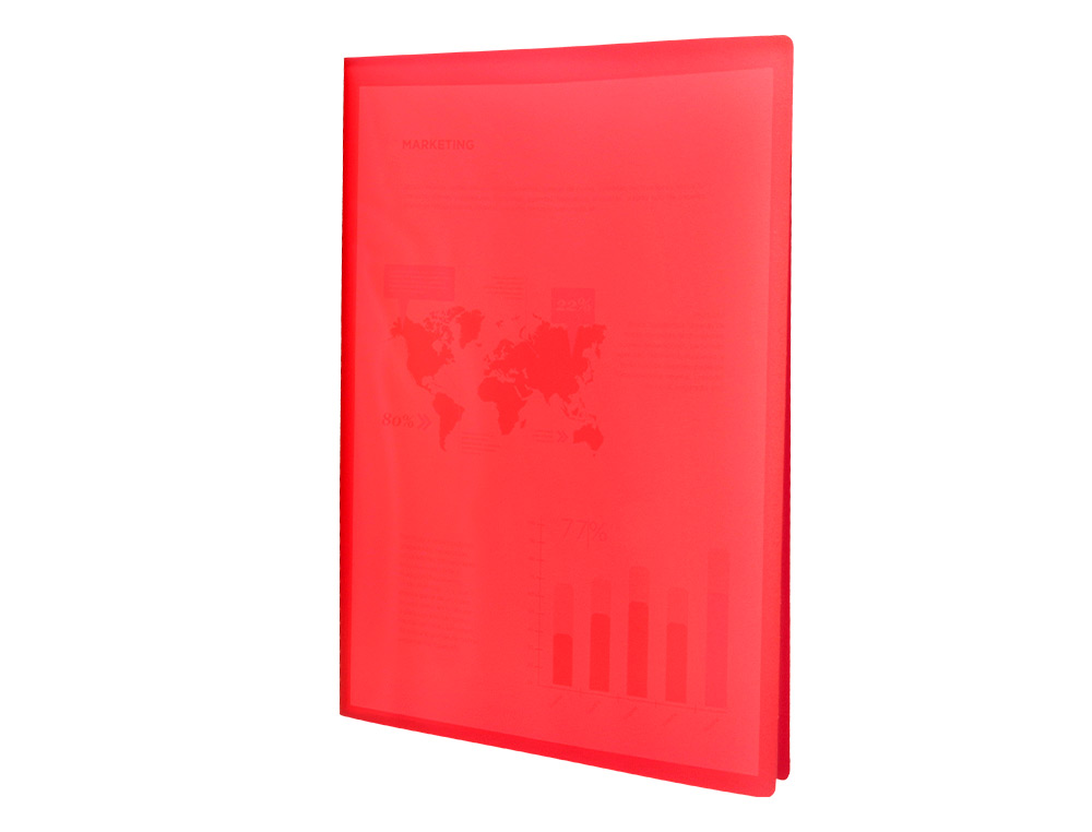 CAPA CATALOGO LIDERPAPEL 40 BOLSAS POLIPROPILENO DIN A3 VERMELHO TRANSLUCIDO