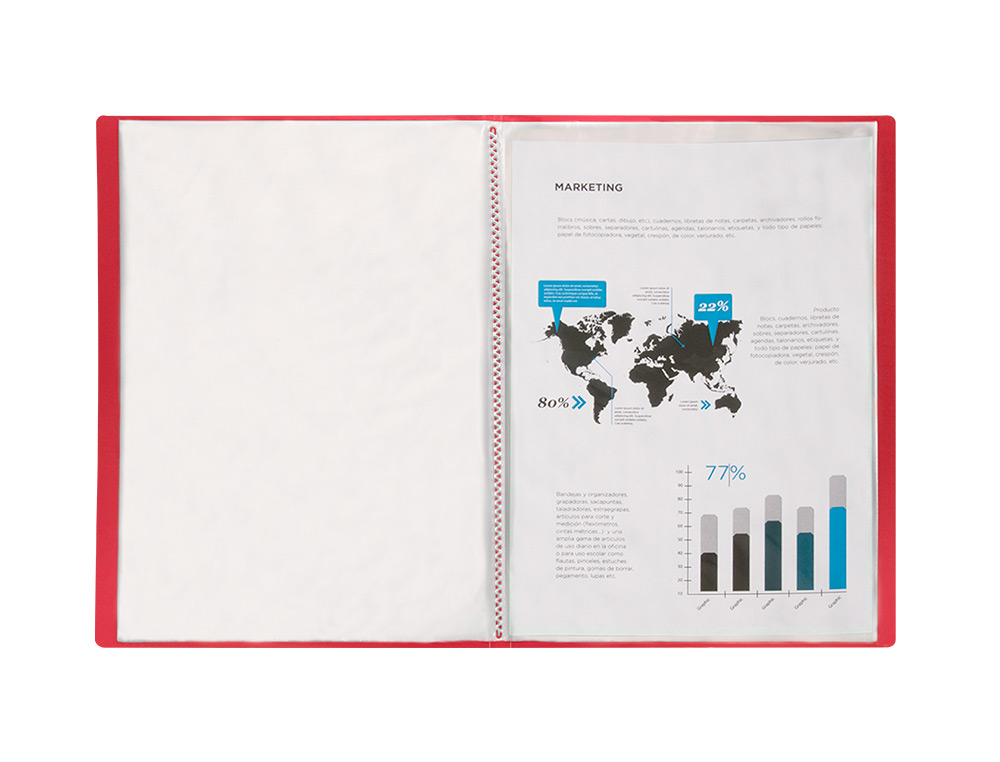 CAPA CATALOGO LIDERPAPEL 40 BOLSAS POLIPROPILENO DIN A3 VERMELHO TRANSLUCIDO