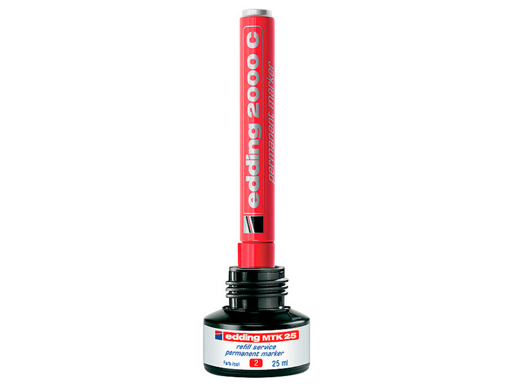 TINTA MARCADOR EDDING MTK-25 COM SISTEMA CAPILAR COR VERMELHO FRASCO DE 25 ML