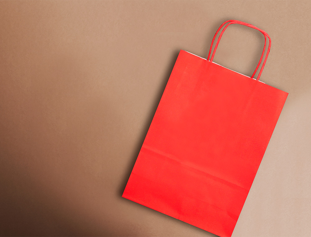 SACO DE PAPEL Q-CONNECT CELULOSE VERMELHO XS COM ASA TORCIDA 180X240X80 MM