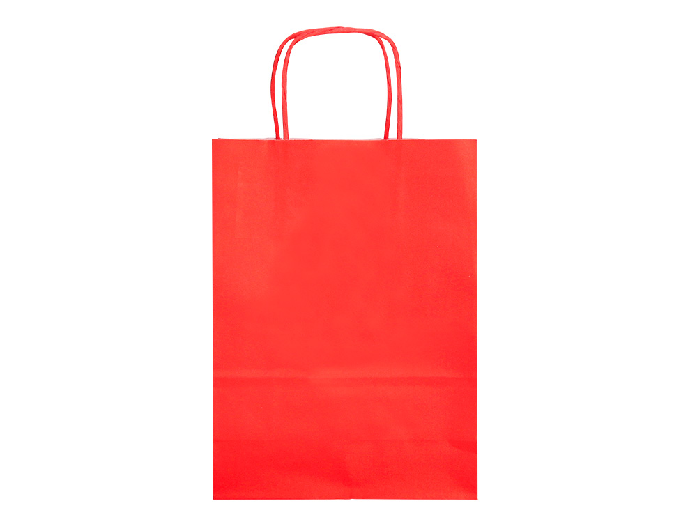 SACO DE PAPEL Q-CONNECT CELULOSE VERMELHO XS COM ASA TORCIDA 180X240X80 MM