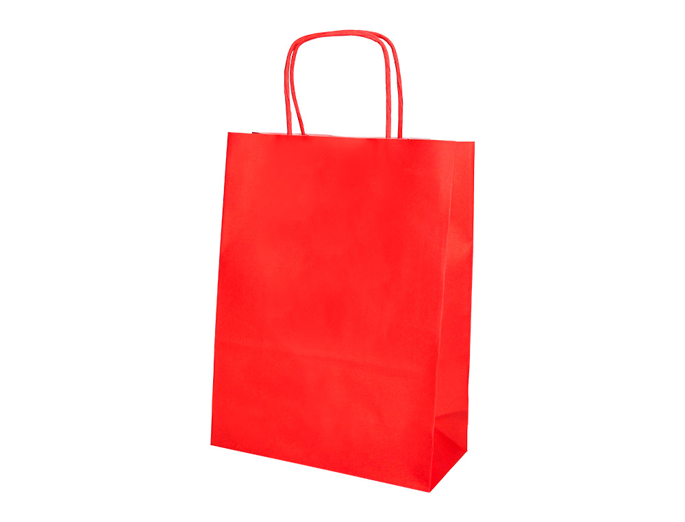 SACO DE PAPEL Q-CONNECT CELULOSE VERMELHO XS COM ASA TORCIDA 180X240X80 MM