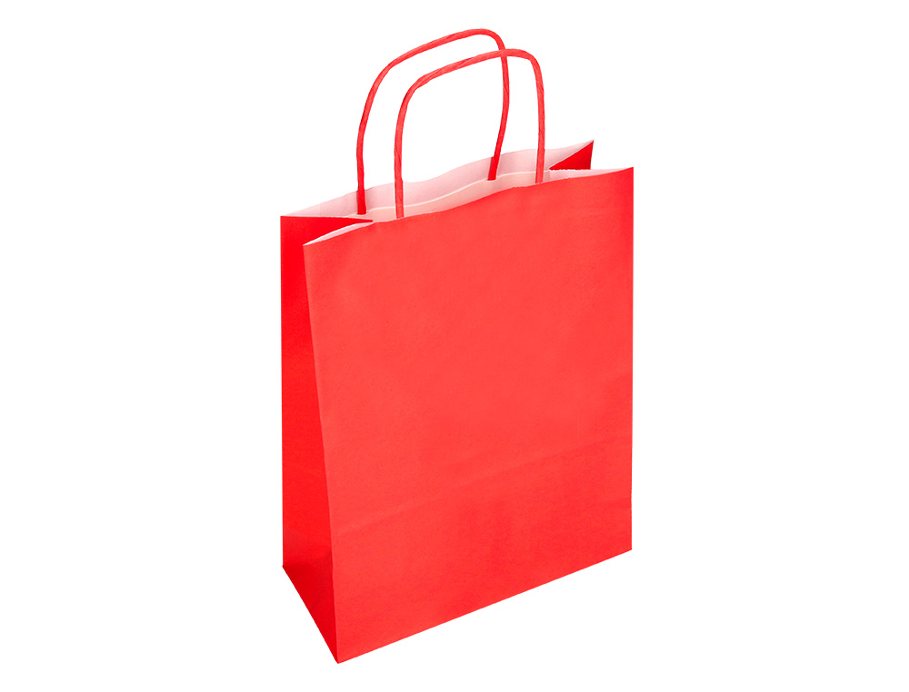 SACO DE PAPEL Q-CONNECT CELULOSE VERMELHO XS COM ASA TORCIDA 180X240X80 MM