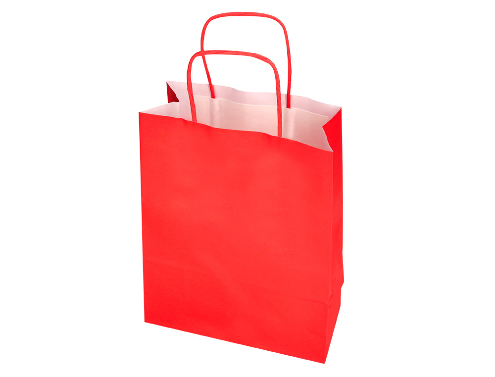 SACO DE PAPEL Q-CONNECT CELULOSE VERMELHO XS COM ASA TORCIDA 180X240X80 MM
