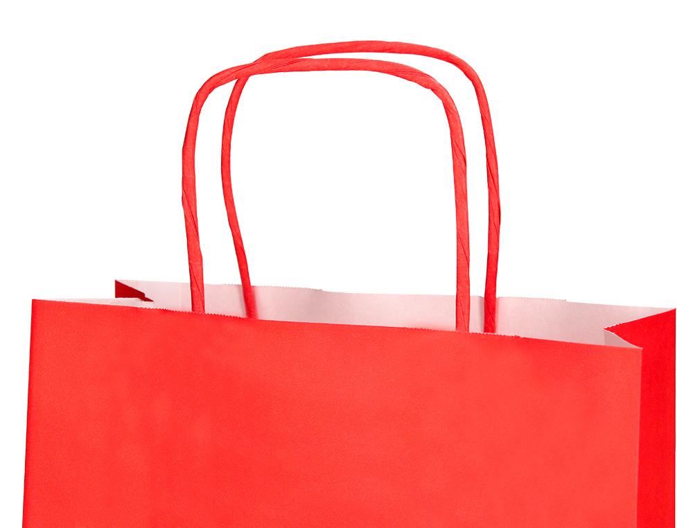 SACO DE PAPEL Q-CONNECT CELULOSE VERMELHO XS COM ASA TORCIDA 180X240X80 MM