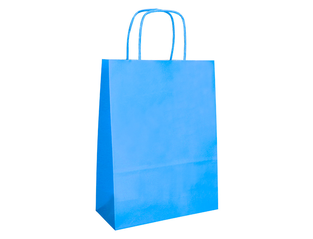 SACO DE PAPEL Q-CONNECT CELULOSE CELESTE S COM ASA TORCIDA 240X320X10 MM