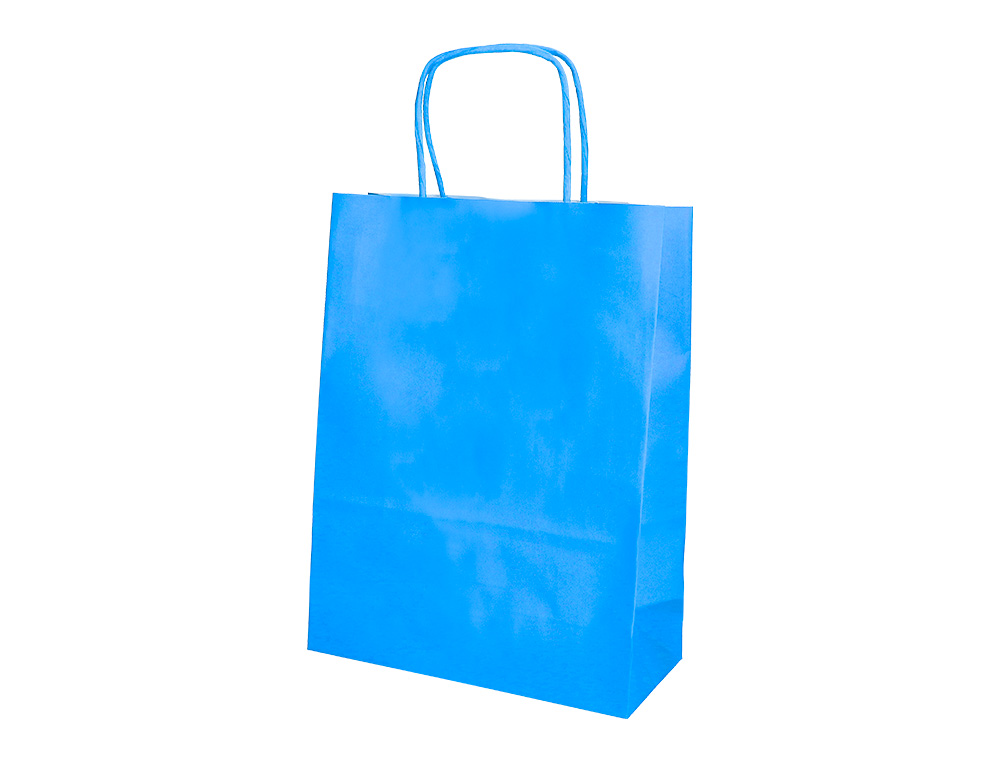 SACO DE PAPEL Q-CONNECT CELULOSE CELESTE S COM ASA TORCIDA 240X320X10 MM