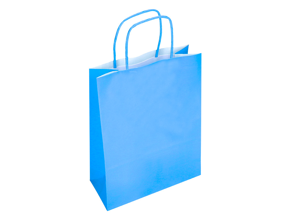 SACO DE PAPEL Q-CONNECT CELULOSE CELESTE S COM ASA TORCIDA 240X320X10 MM