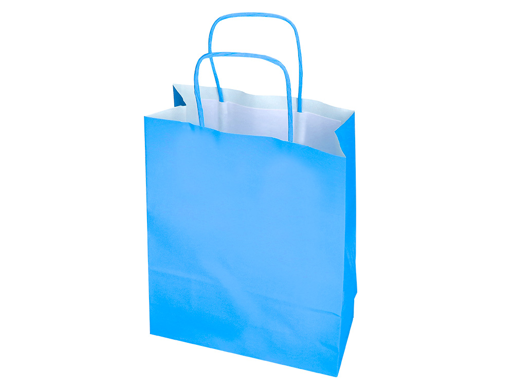 SACO DE PAPEL Q-CONNECT CELULOSE CELESTE S COM ASA TORCIDA 240X320X10 MM